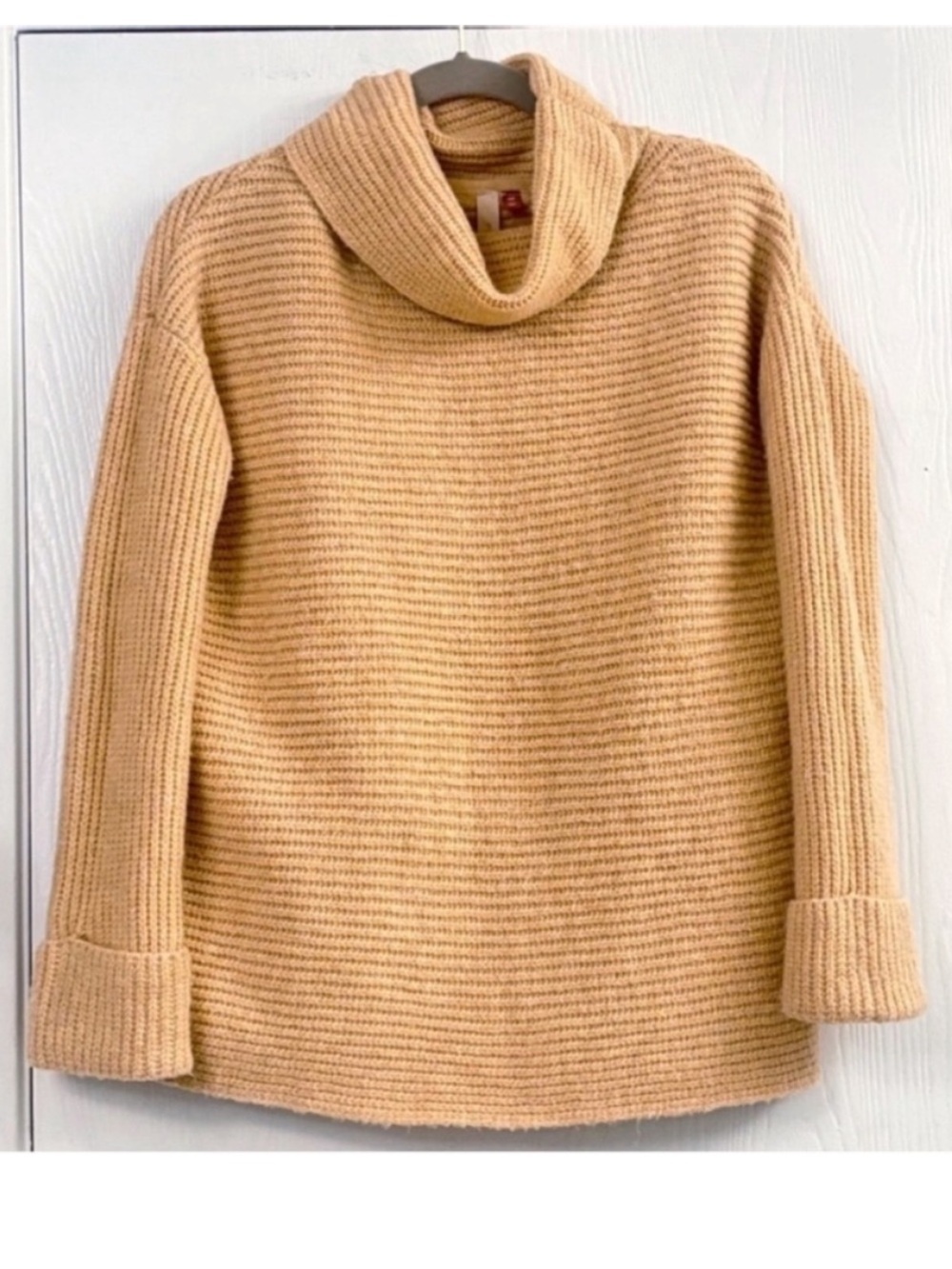 Pilcro Anthropologie Camel Ribbed Cowl Neck Sweater Size XSP
